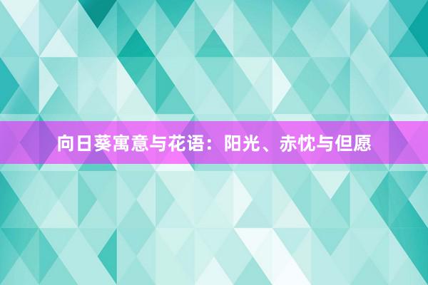 向日葵寓意与花语：阳光、赤忱与但愿